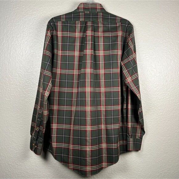 Brooks Brothers Supima Cotton Casual Shirt Green Check Long-Sleeve Button-Down - Picture 3 of 11
